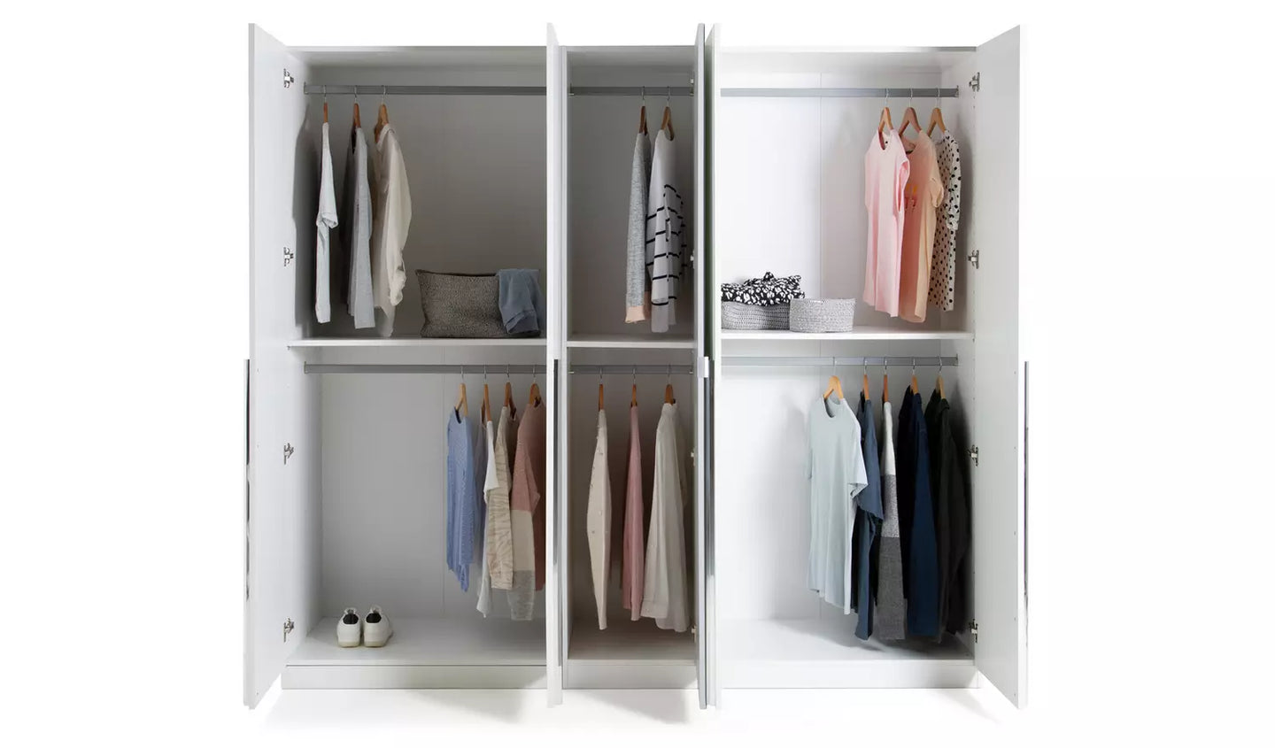 Habitat Munich 5 Door Mirror Wardrobe - White